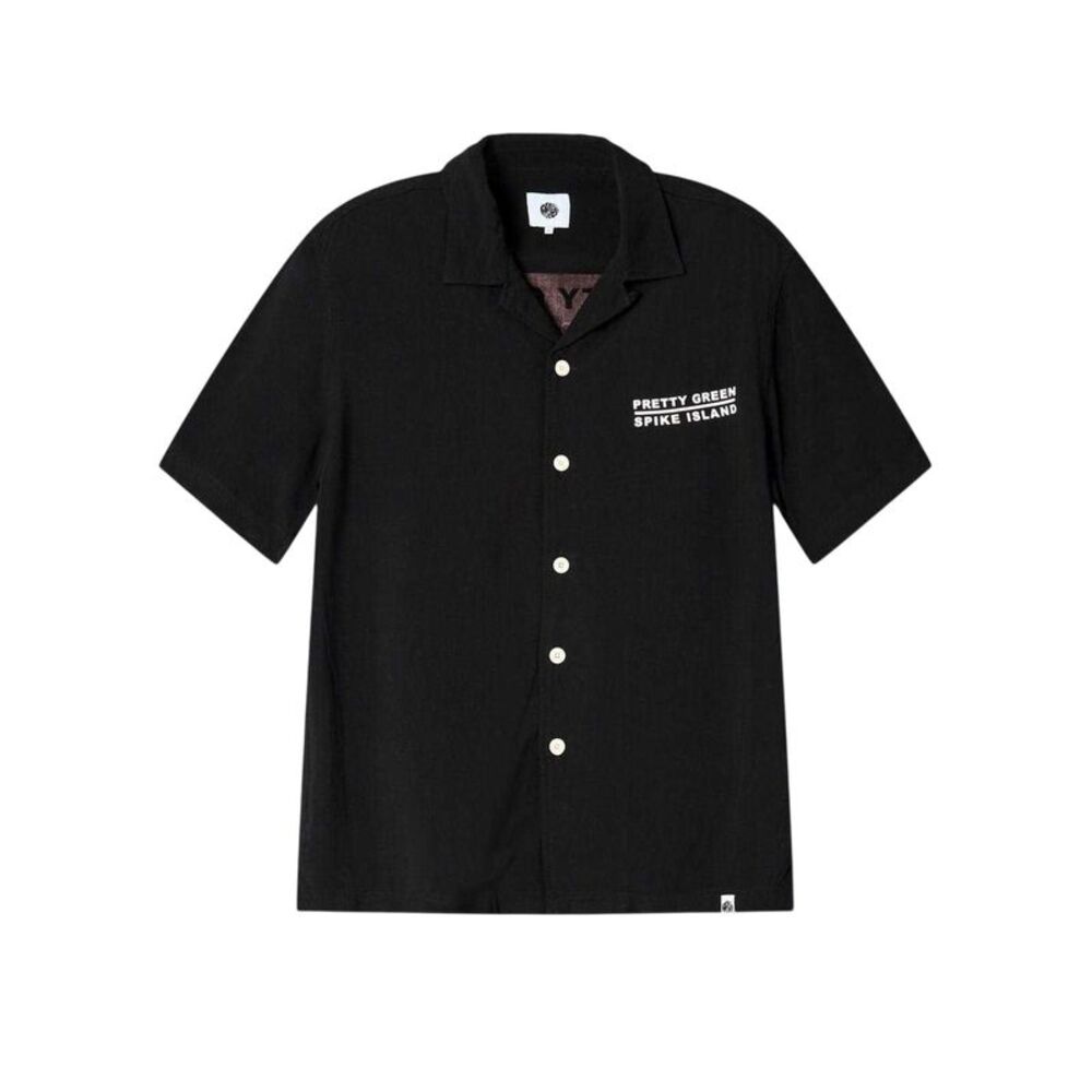 Pretty Green Mens Spike Island Short-Sleeved Shirt / Black